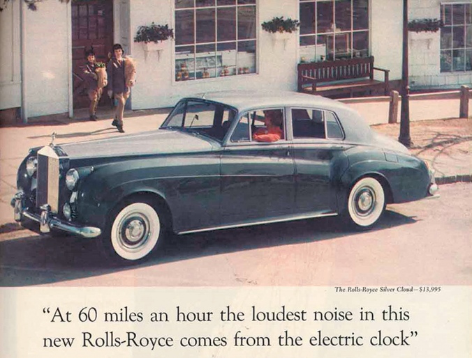 An advertisement for Rolls-Royce from the late 1950s